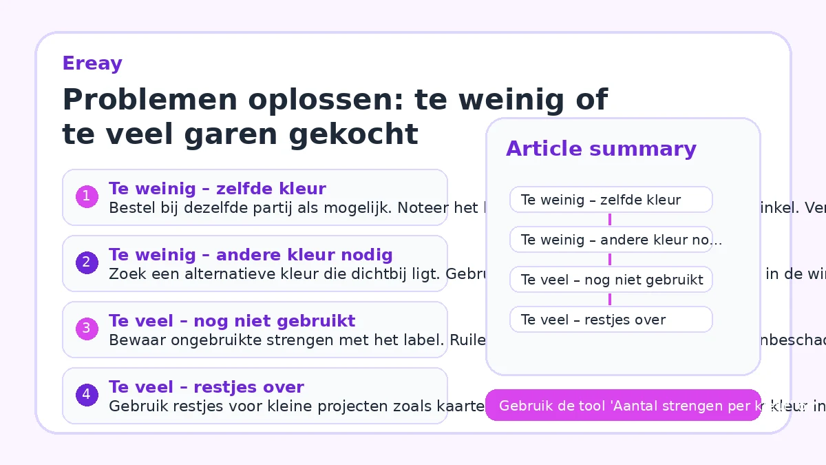 Problemen oplossen: te weinig of te veel garen gekocht