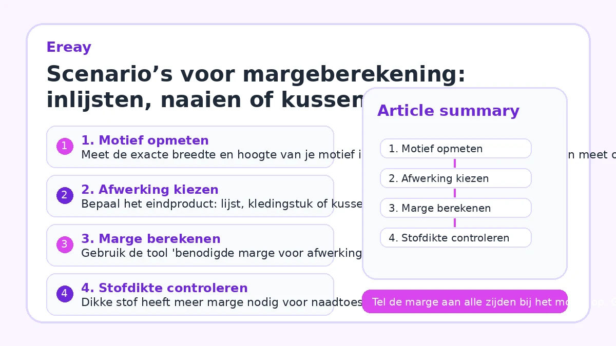 Scenario’s voor margeberekening: inlijsten, naaien of kussen